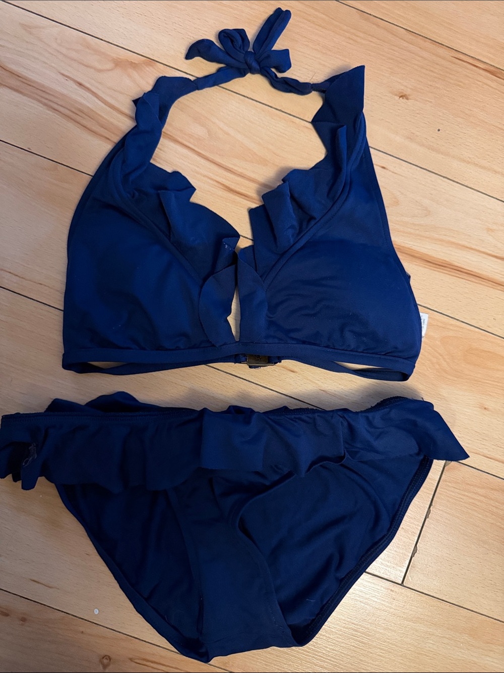 Ralph Lauren Navy Halter Bikini Top with Tie